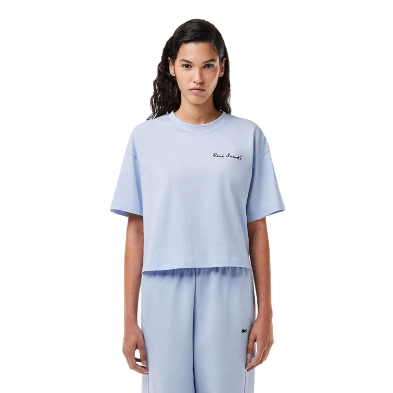 Image of Lacoste Womens Cropped Crop Top Phoenix Blue female 6 (34)