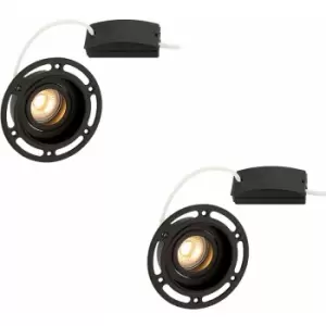 Image of 2 PACK Trimless Plaster-In Downlight - 50W GU10 Reflector LED - Matt Black