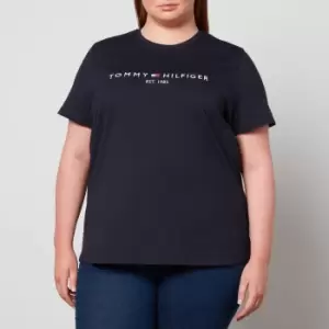 Image of Tommy Hilfiger Curve Embroidered Logo Cotton-Jersey T-Shirt - IT 48/UK 14