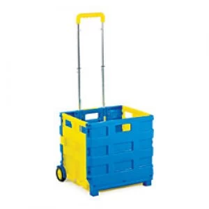 image of PROPLAZ Trolley Blue & Yellow 2 Castors Lifting Capacity: 25kg mm x 850mm x 375