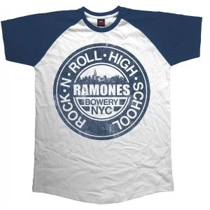 Image of Ramones - Bowery NYC Mens X-Large Raglan T-Shirt - White