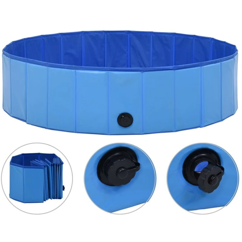 Image of vidaXL Foldable Dog Swimming Pool Blue 120x30cm PVC Anti Slip Pet Water Centre