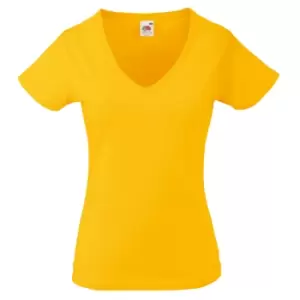 Fruit Of The Loom Ladies Lady-Fit Valueweight V-Neck Short Sleeve T-Shirt (XS) (Sunflower)