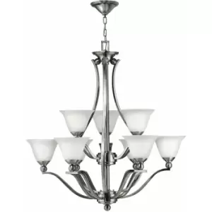 Image of Loops - 9 Bulb Chandelier Hanging Pendant LIght Brushed Nickel LED E27 60W Bulb