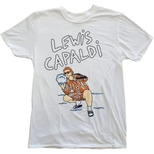Image of Lewis Capaldi - Snow Leopard Unisex Large T-Shirt - White