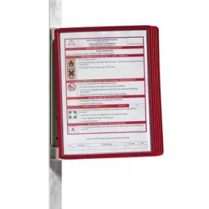Image of Durable Complete wall bracket set, magnetic, 5 x A4 clear view panels, pack of 2, red frame