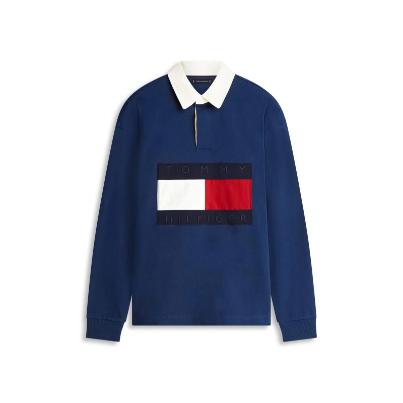 Image of Tommy Hilfiger Tommy FlagRugby Polo Sn62 Carbon Navy male M