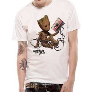 Image of Guardians Of The Galaxy 2 - Unisex Groot & Tape T-Shirt (White)
