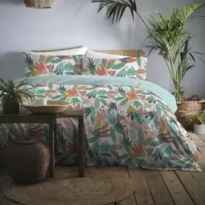 Image of Fusion Rona Floral Print Easy Care Reversible Duvet Cover Set, Duck Egg, Double
