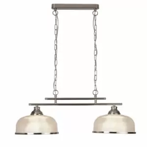 image of Bistrot II pendant light, satin silver and glass, 2 bulbs