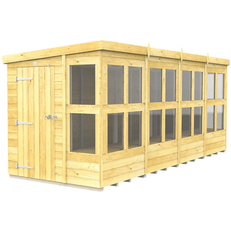 Image of Flat Pack Sheds DIY Sheds 16 x 6 Pent Potting Shed, Brown 16X6PPSFF