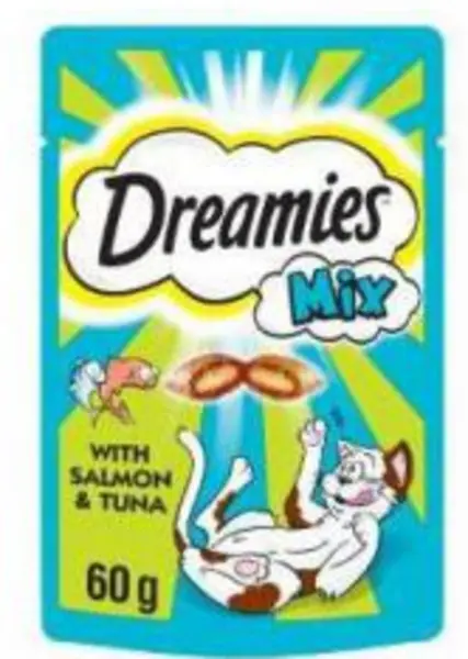 image of Dreamies Mix Salmon and Tuna Cat Treats 60g