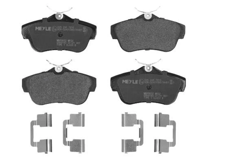 Image of MEYLE 025 245 7816 Brake pad set Rear Axle, prepared for wear warning indicator, with accessories, Original Quality, with anti-squeak plate Brake Pad