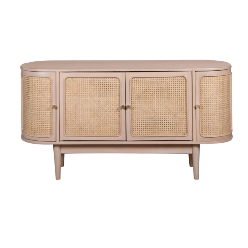 Image of Indian Hub Valencia Cane & Mango Wood 4 Doors Sideboard