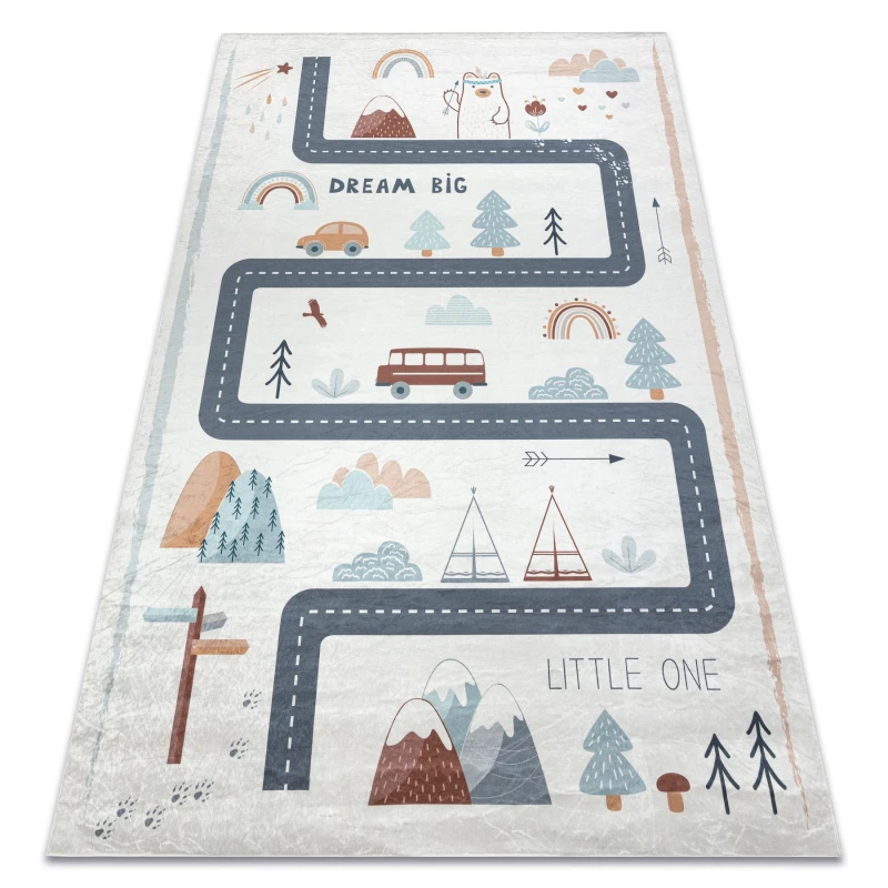Image of RugsX Bambino 46980 Washing Carpet Forest, Streets For Children Anti Slip - White / Gree 200X290 Cm