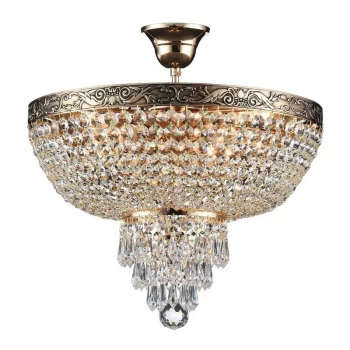 Maytoni Lighting - Palace Semi Flush Ceiling Gold Antique & Crystal, 5 Light, E27