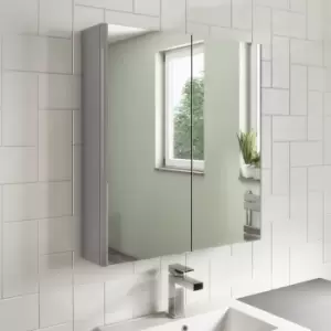 Image of Grey Mirrored Wall Bathroom Cabinet 600 x 650mm - Ashford