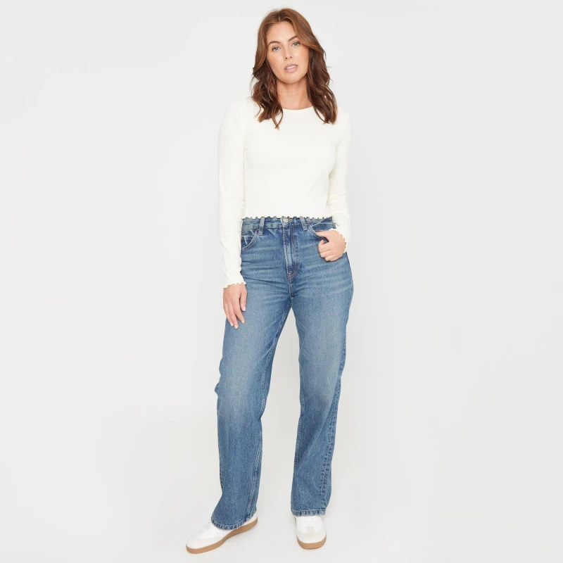 Image of Be You Rib Long Sleeve Top Womens - Cream Cream 8