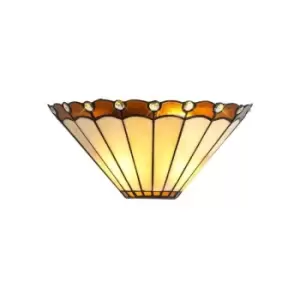 image of Tiffany Wall Lamp, 2 x E14, Amber, Crystal - Luminosa Lighting