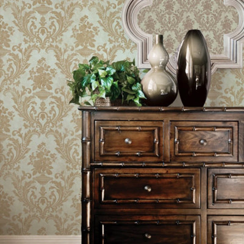 Image of Galerie Stripes And Damask 2 Damask Blue Wallpaper SD36155, Blue SD36155
