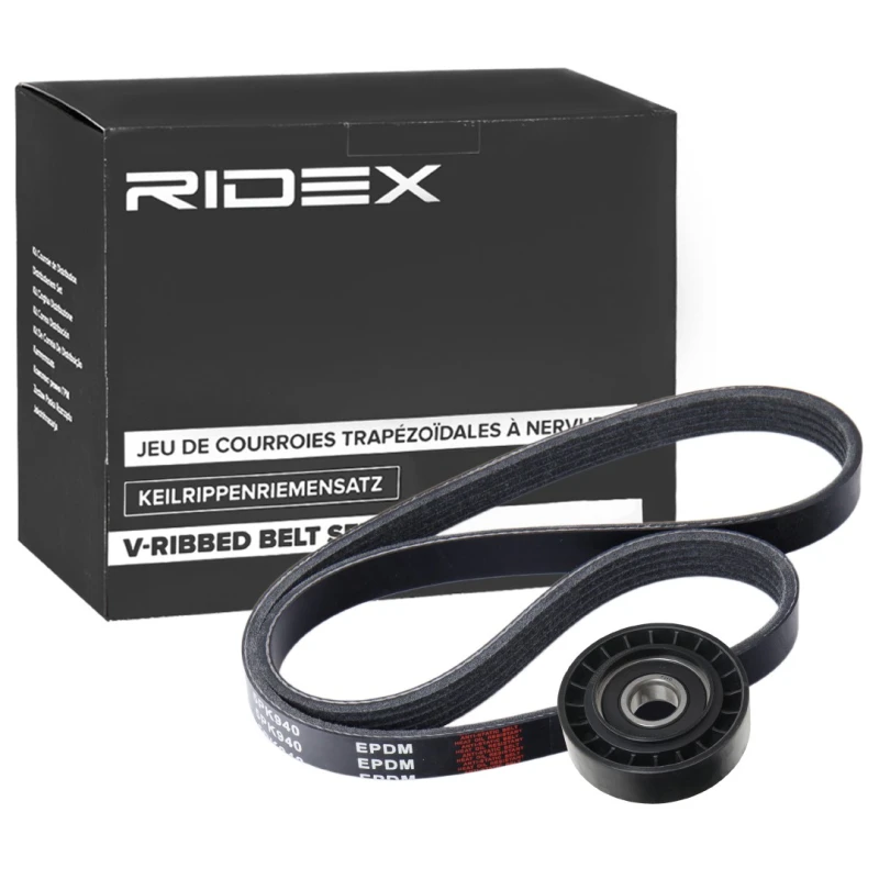 Image of RIDEX 542R0744 V-ribbed belt set Polyester V-Ribbed Belt Set (542)