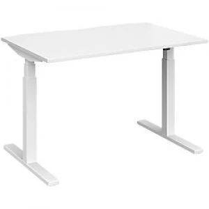 image of Elev8 Rectangular Sit Stand Single Desk with White Melamine Top and White Frame 2 Legs Touch 1200 x 800 x 675 - 1300 mm