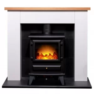 Image of Adam Chester in White with Hudson Electric Stove in Black
