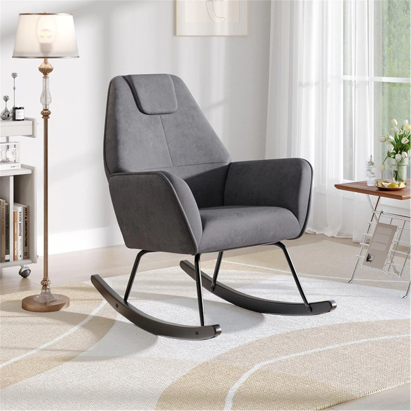 Image of Kabinet UK Modern Comfy Nursery Rocking Chair Black unisex Large