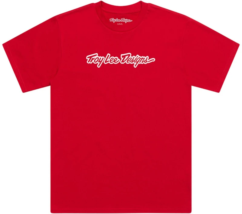Image of Troy Lee Designs Signature Short Sleeve T-Shirt, white-red, Size M for Men