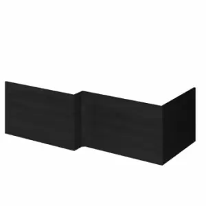 Image of Hudson Reed Fusion 1700Mm Shower Bath Front Panel - Black Woodgrain