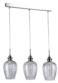 image of Blues Ceiling Pendant Lamp Nickel & Crystal, 3 Light, E14