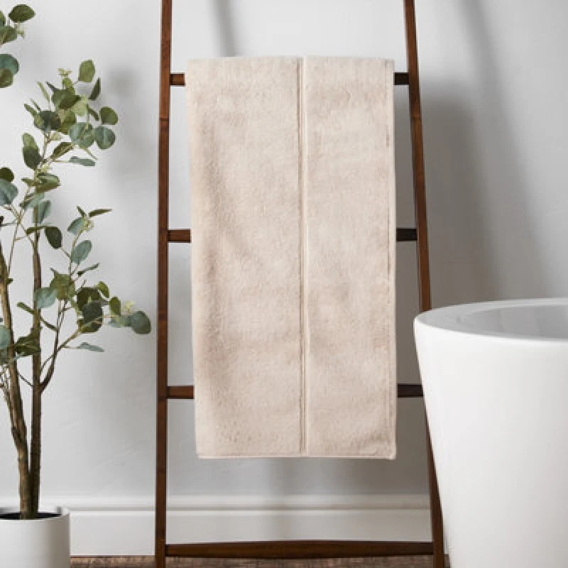 Image of Bianca Fine Linens Zero Twist Satin Stitch Cotton 100X150Cm Bath Sheet Natural