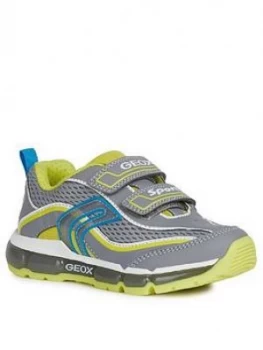 Image of Geox Boys Android Strap Light-Up Trainers - Grey/Lime