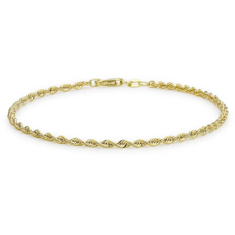 Image of Be You 9ct Yellow Gold Hollow Rope Bracelet Yellow Gold female 7inch
