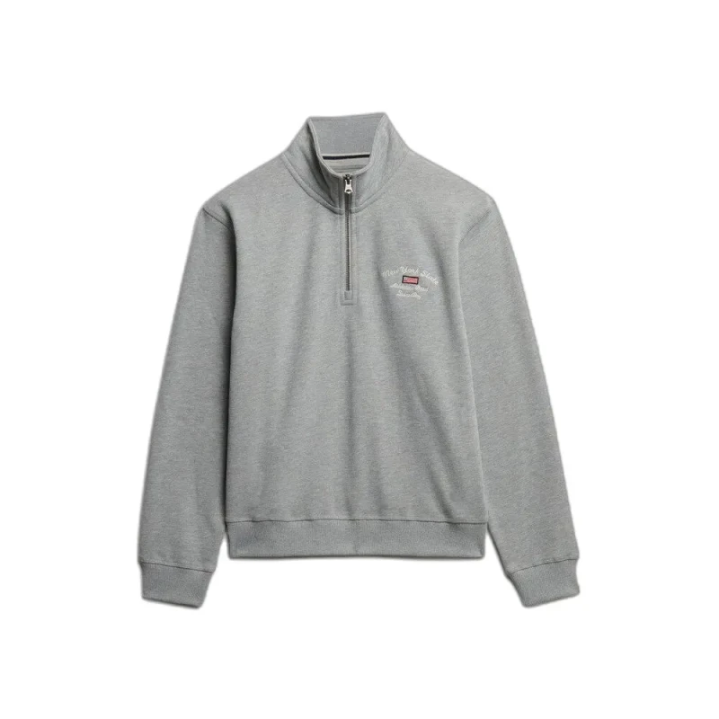 Image of Superdry Womens zip-up crew neck sweatshirt Superdry Athletic Essentials Graphic Gris Female S