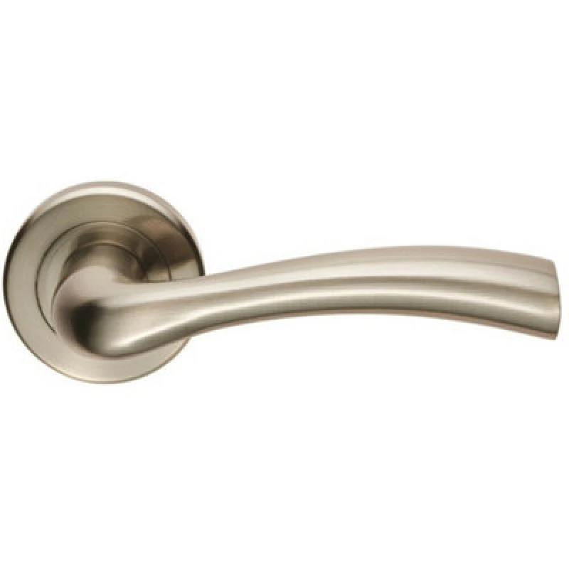 Image of Loops PAIR Curved Flowing Flared Handle Concealed Fix Round Rose Satin Nickel Metallics