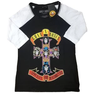 Image of Guns N' Roses - Appetite For Destruction Ladies Large T-Shirt - Black,White