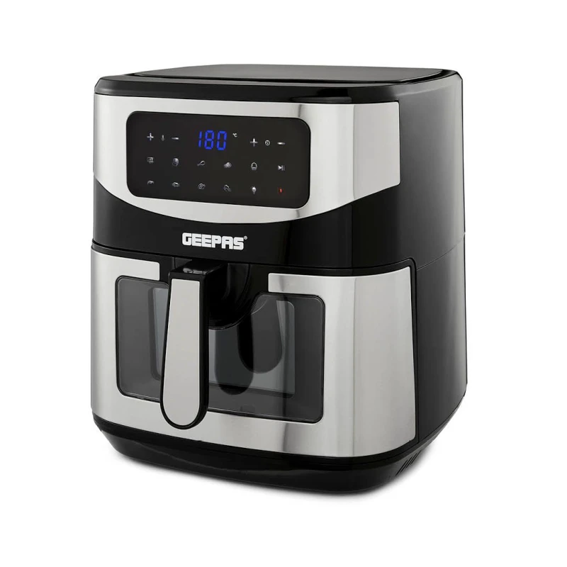 Image of Geepas 9.2LAir Fryer Vortex Rapid Healthy Cooker Digital Display Kitchen Oven 5-In-1 Metallic Silver