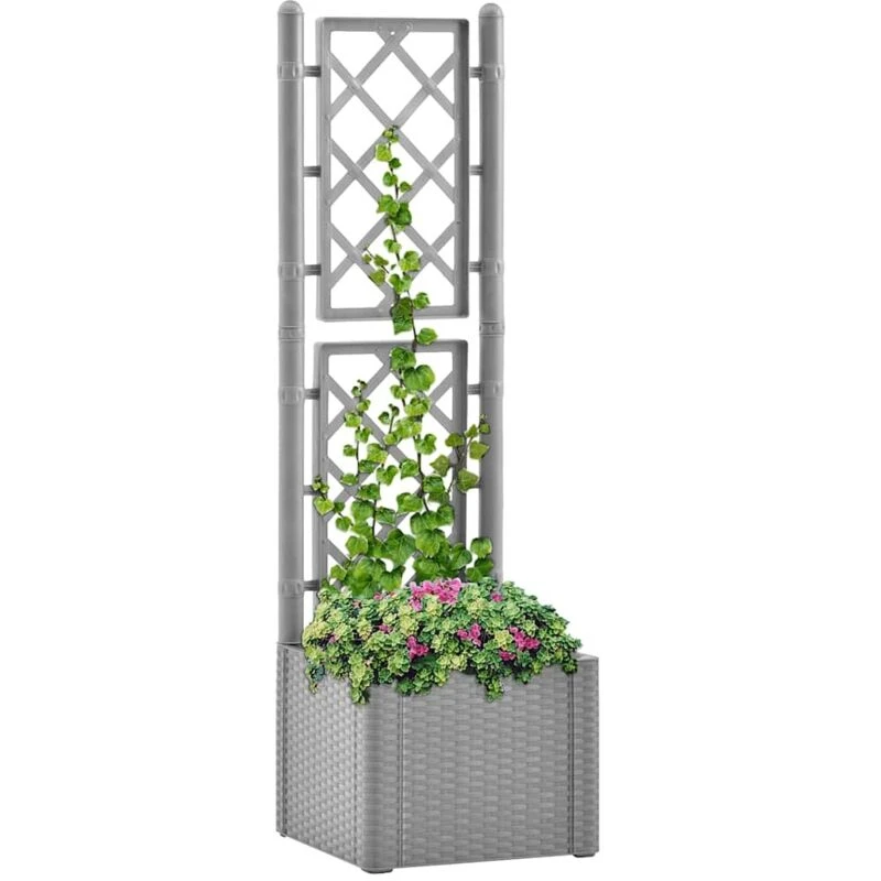Image of VIDAXL Garden Raised Bed with Trellis and Self Watering System Grey Vidaxl 8720286817384