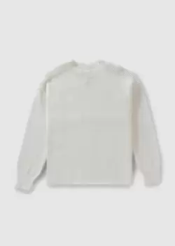 image of Barbour International Womens Brera Moto Originals Jumper W Ribbed Sleeve Shoulder In Off White