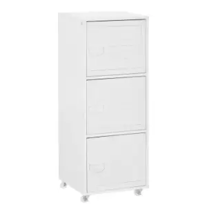 image of Homcom Rolling Storage Cabinet 3 Tier Mobile File Cabinet With Wheels White