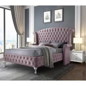 Image of President Bed Double Plush Velvet Pink