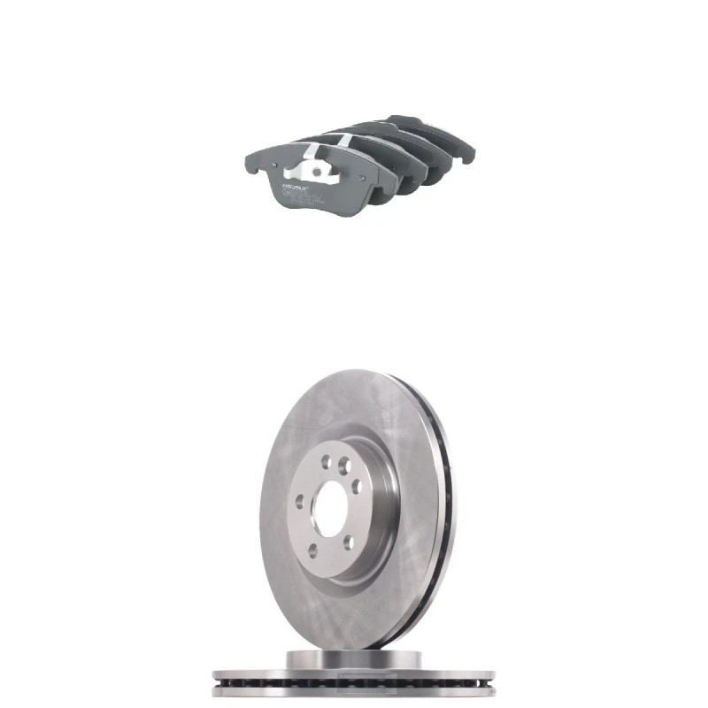 Image of RIDEX 3405B1993 Brake disc and pads set Front Axle, Brake Disc Type: internally vented, not prepared for wear warning indicator Brake Set,disc brakes