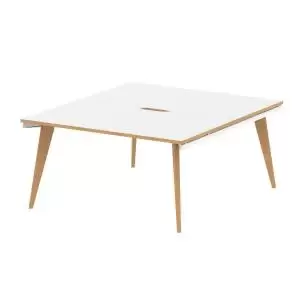 Image of Oslo B2B White Frame Wooden Leg Bench Desk 1400 White With Natural