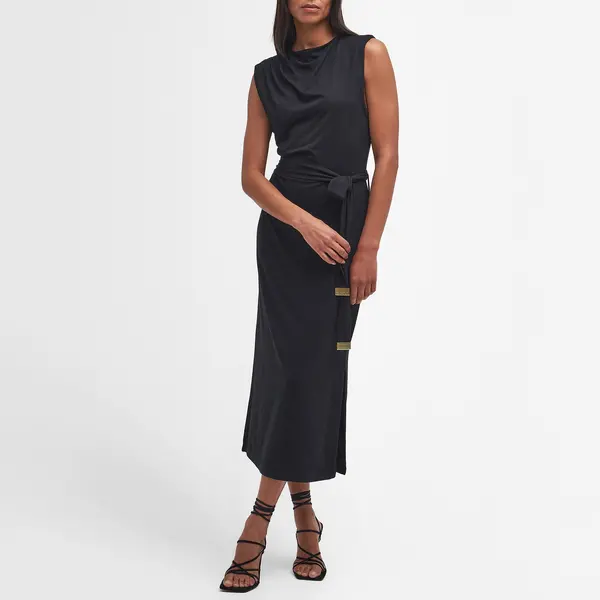 Image of Barbour International Courtney Woven Midi Dress - UK 10 Black Dresses female LDR0800BK11 UK 10