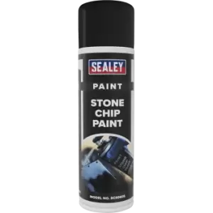 image of Sealey Stone Chip Protective Aerosol Spray Paint Black 500ml