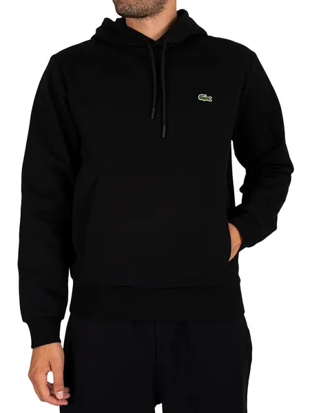 Image of Lacoste Logo Pullover Hoodie Black L