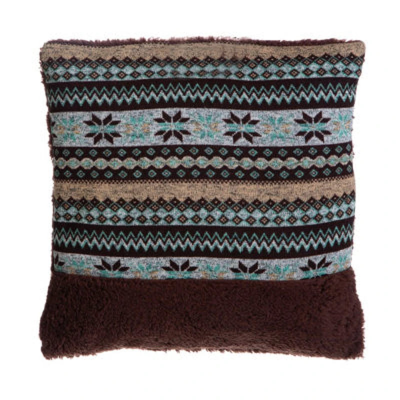 Image of Premier Housewares Fairisle Brown Throw Cushion, Polyester Decor Cushion for Relaxing, Washable Cushion for Sofa, Bed, Chair Brown