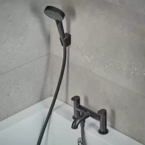 Image of Vernis Blend Bathroom Bath Shower Mixer Tap Twin Lever Modern Black - Black - Hansgrohe