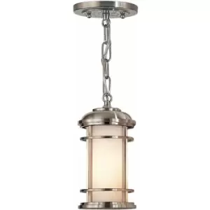 image of Outdoor IP44 1 Bulb Chain Lantern Brushed Steel LED E27 60W